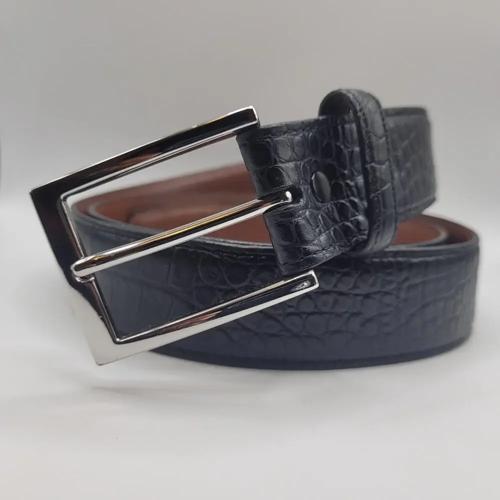 Torino Belt 40 Black Leather Alligator Embossed Calfskin 54260 Dress Classic USA